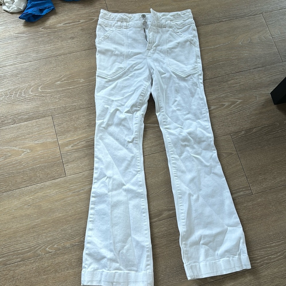 FRAME SIZE 25 POCKET DETAIL WHITE JEANS